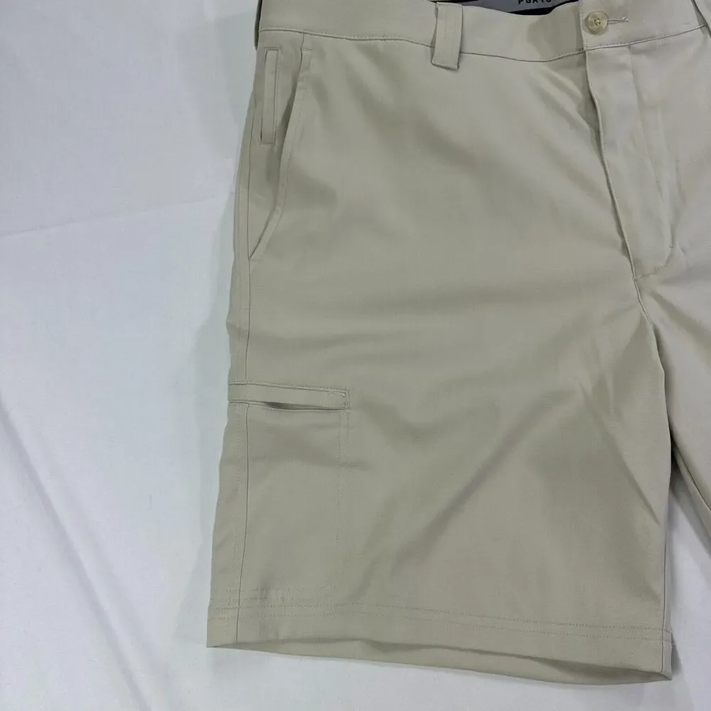 PGA Tour Men's Active Waistband Beige Golf Shorts 40 NWT 6 Pockets 50 UPF